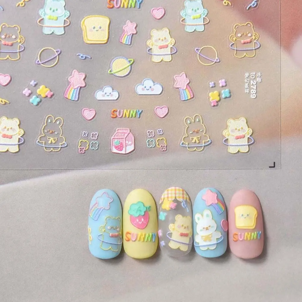 Bears Strawberry Manicure Accessories Rabbits Nail Stickers Nail Art Decorations Cartoon Nail Stickers Flowers Nail Decals