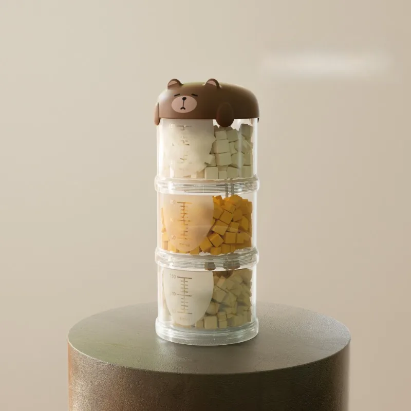 حاوية تخزين أغذية الحيوانات الأليفة المحمولة متعددة الطبقات جرة مختومة قابلة للتكديس للكلاب والقطط والوجبات الخفيفة الجافة صندوق منظم موزع السفر #3