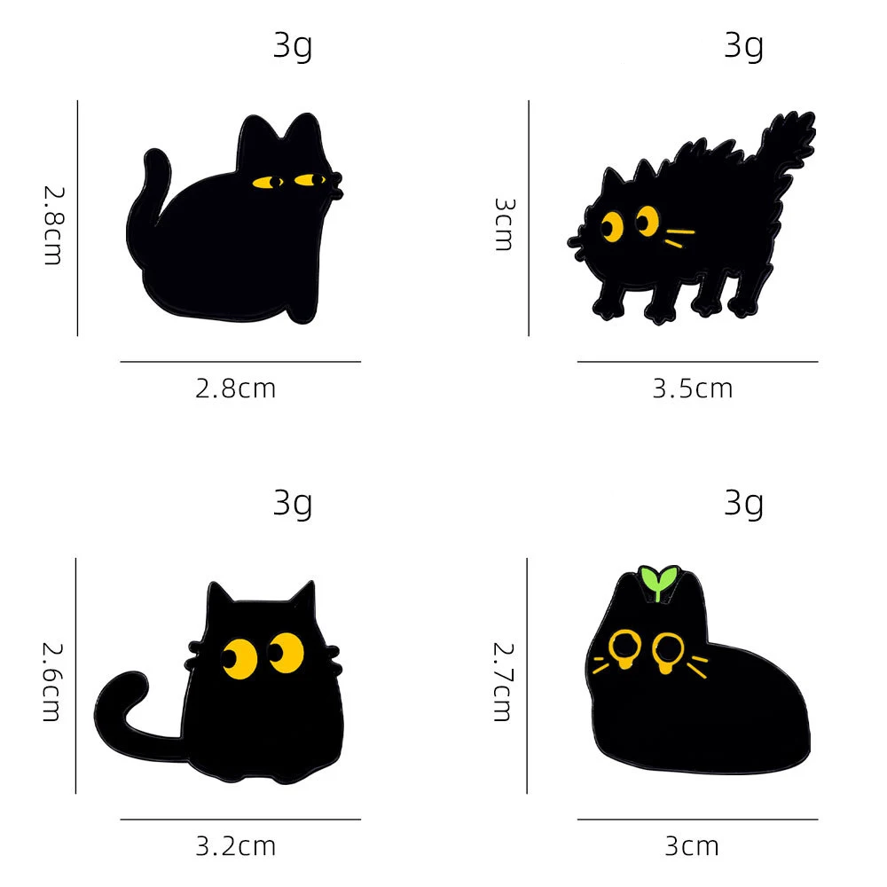 Cartoon Cute Black Cat Enamel Brooch Lapel Pin Furry Crying Cat Punk Clothes Backpack Metal Badge Jewelry Gift For Friends Kids