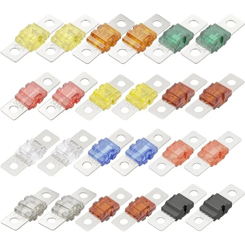 24PCS AMI/Midi Fuse Kit, DC 32V High Current Bolt-On Mini Fuses, Automotive Fuses For Car Truck Marine Boat
