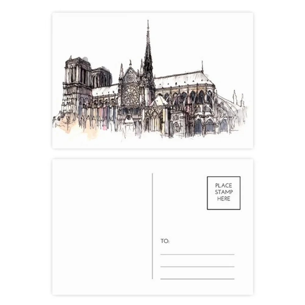 Notre-Dame de in Paris France Postcard Set Birthday Mailing Thanks Greeting Card