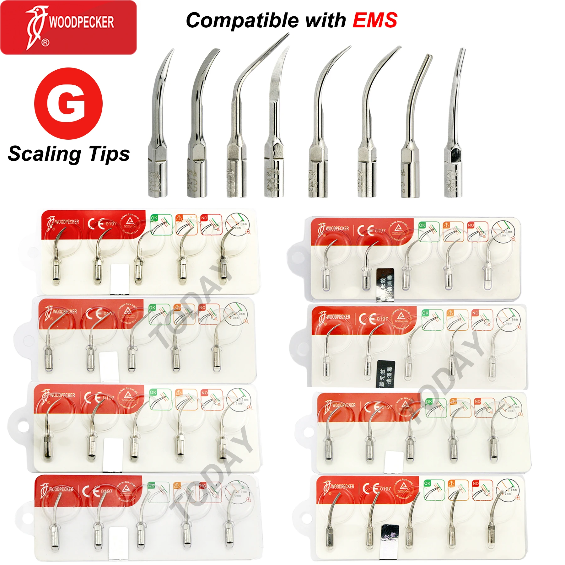 

5Pcs Original Woodpecker Dental Ultrasonic Scaler Tips G Scaling Tip Fit EMS UDS Scaler Handpiece