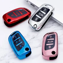 New Soft TPU 3 Button Car Fold Key Case Full Cover for Peugeot Citroen C1 C2 C3 C4 C5 DS3 DS4 DS5 DS6 Auto Key Shell Accessories