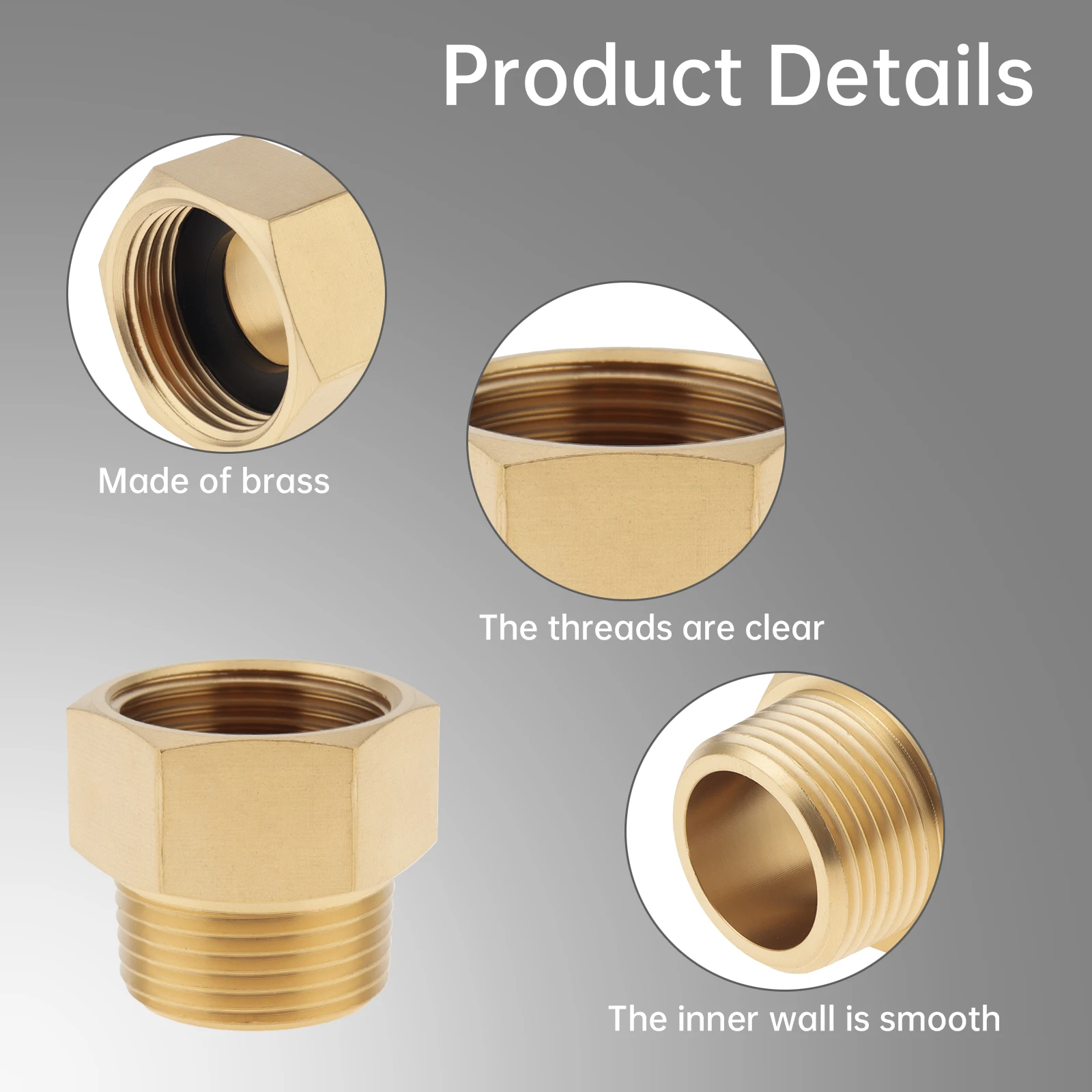 3/4 inch G Female x 3/4 inch NPT Male Brass Pipe Fitting Adapters, Garden Hose Fittings Connectors Adapter Water Hose Connector