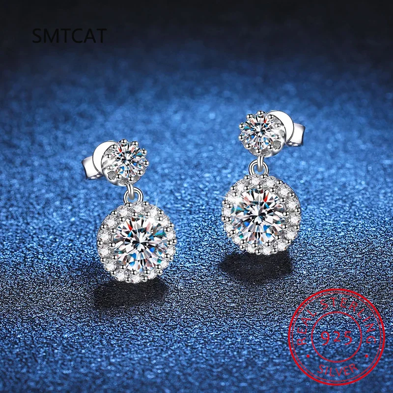 2.6cttw Real D Color 4mm 6.5mm Full Moissanite Pendant Earring For Women S925 Sterling Silver Stud Ear Fine Jewelry