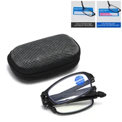 Folding Reading Glasses And Box Black Red Frame Anti-Blue Light Portable Eyewear TR90 Farsight Glasses Diopters +1.0 +1.5