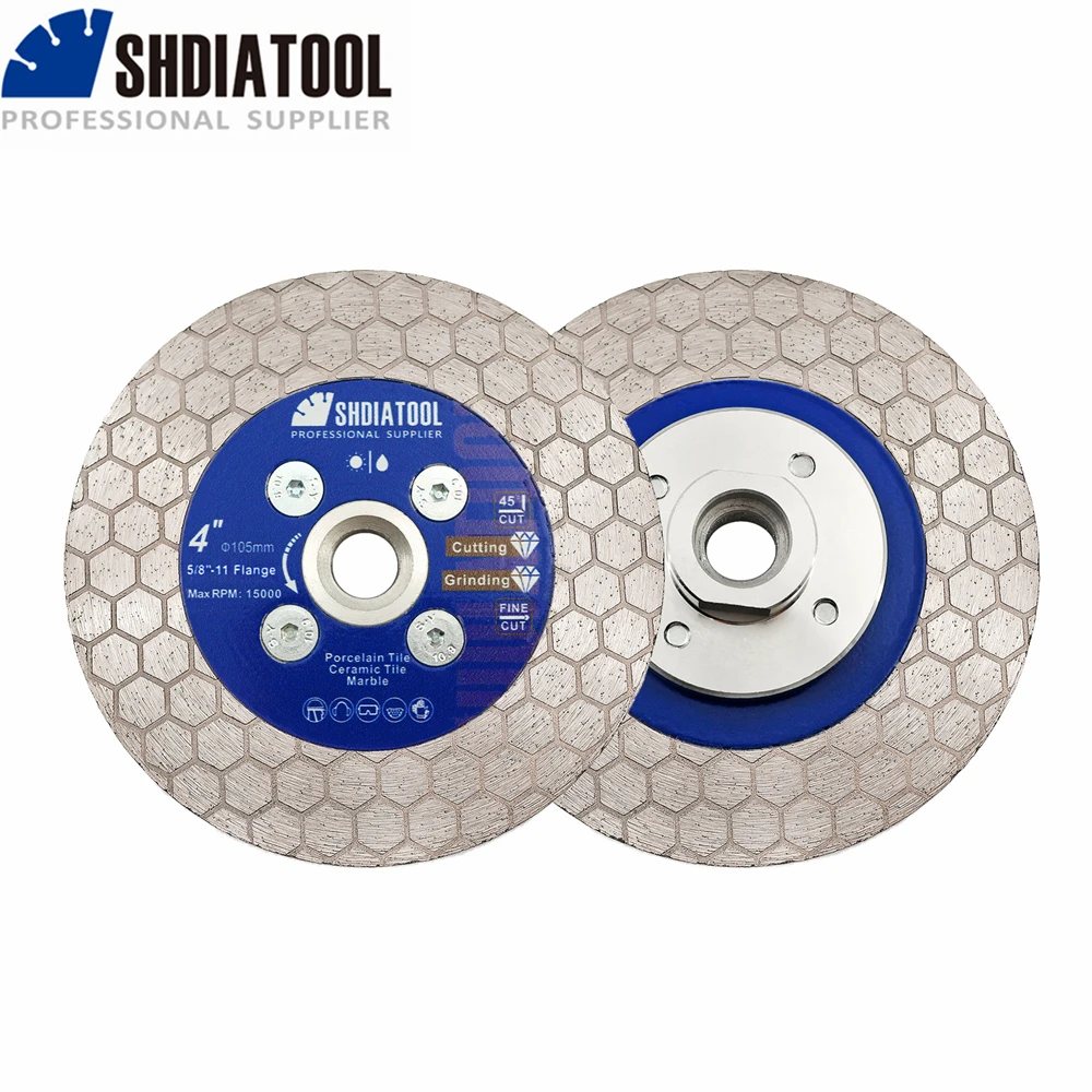 SHDIATOOL 1Pc Dia105/115/125mm Diamond Grinding Cutting Disc with Flange Marble Ceramic Tile  Cutter Double-side Hex Saw Blade