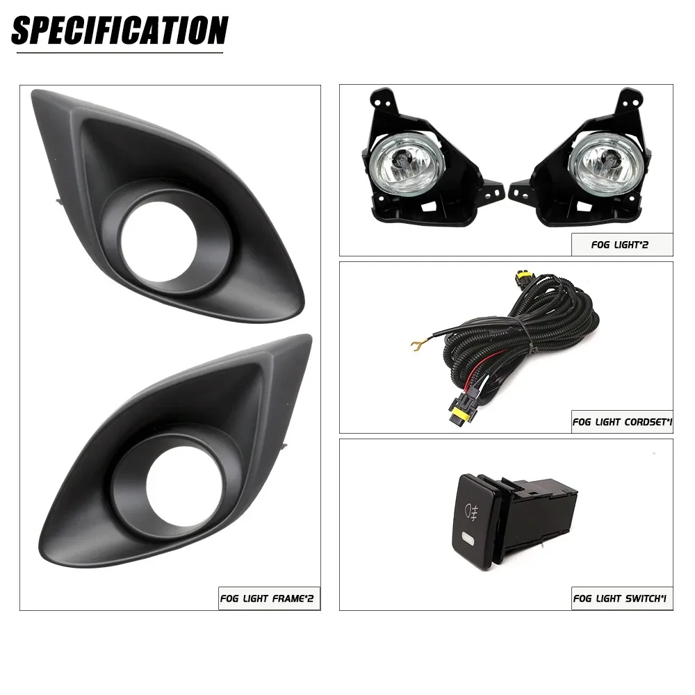 DLAA Front Bumper Fog Lamp Upgrade Kit FOR Mazda 2 Demio 2010 2011 2012 2013 201 Version Additional Foglight Set Switch + Wiring