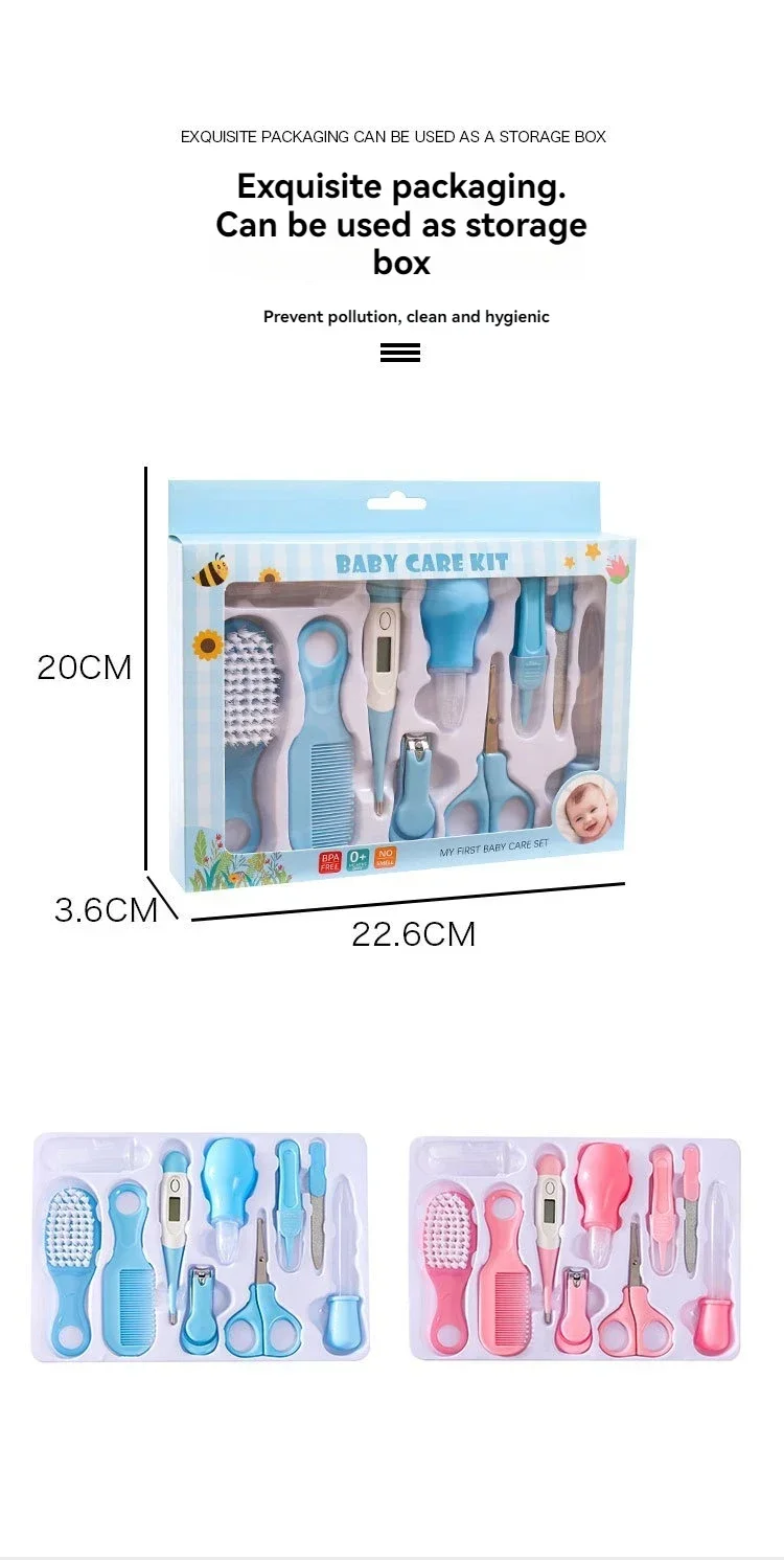 Haar Gesundheit Pflege Thermometer Pflege Pinsel Clipper Beißring Zahnbürste Kit Baby Essentials 10PCS Baby Nagel Trimmer Pflege Set Kind – Detail 13