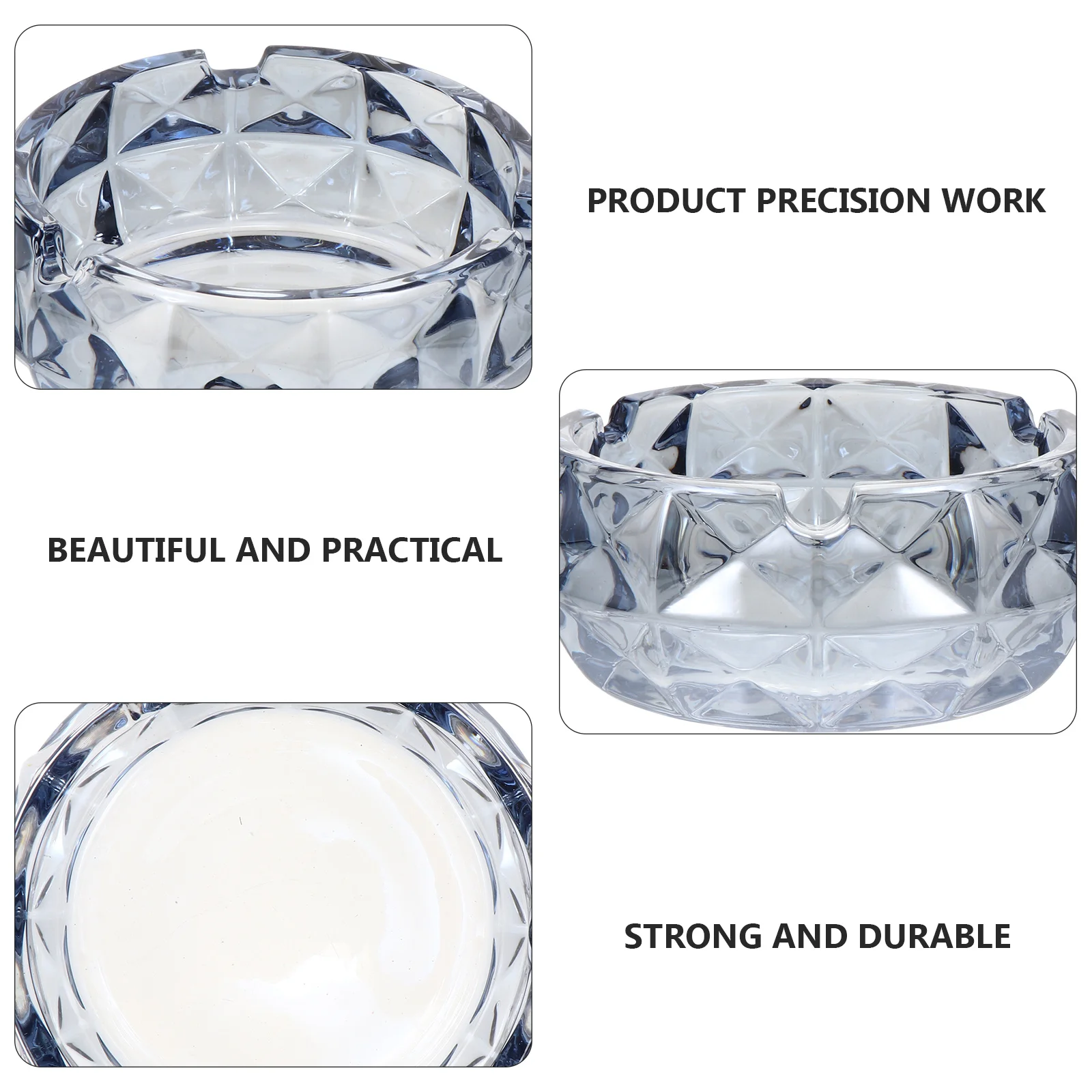 

Useful Ashtray Household Glass Cigarette Butt Container Creative Tabletop Clear