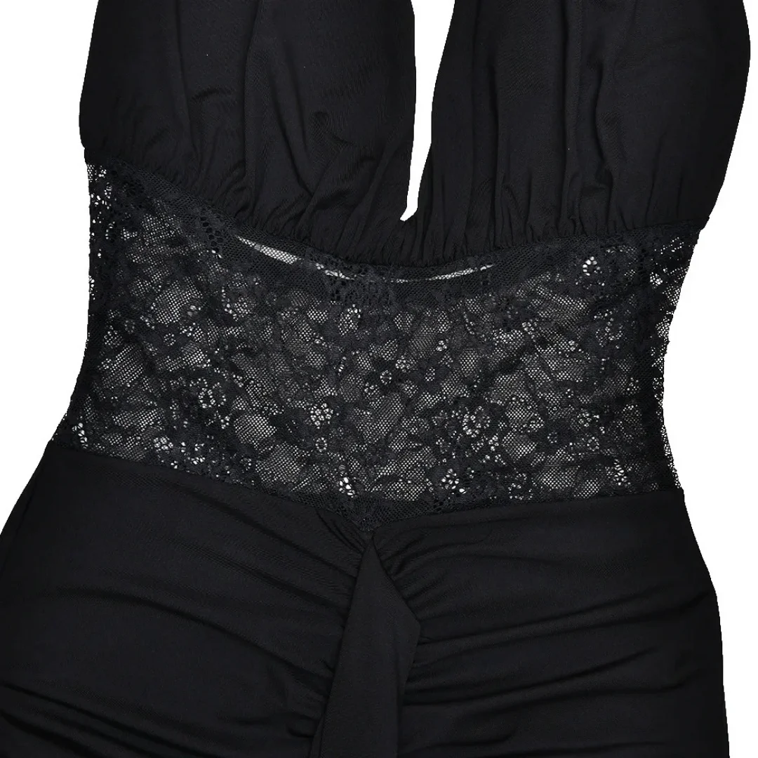 New Elegant Deep V Halter Neck Midi Dress Sexy Cutout Open Back Sash Design Slim Waist Formal Party Evening Gown For Women