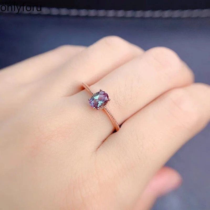 

4*5mm Lab Alexander Gemstone Oval Shape with Simple Design Rings for Women Engagement