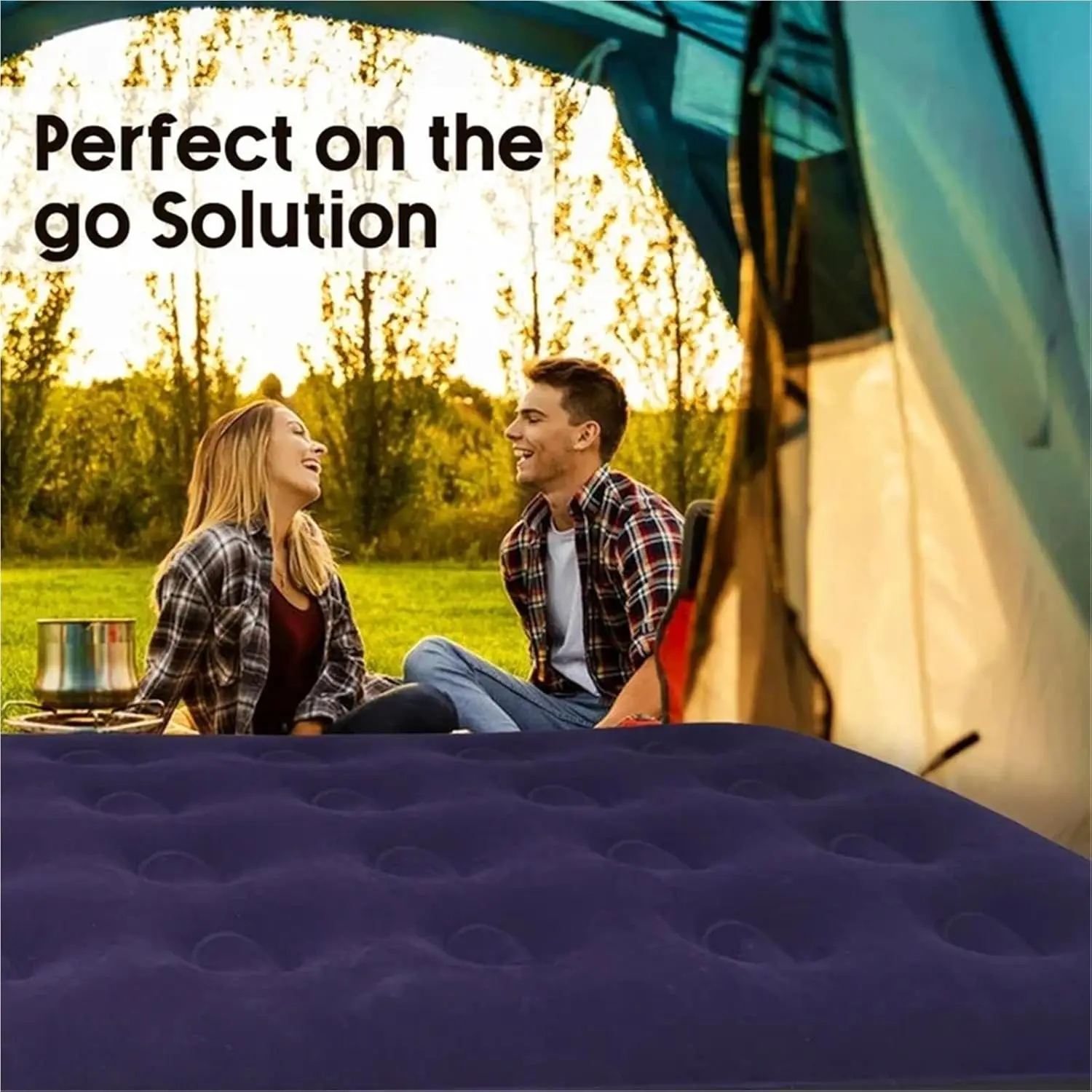 مرتبة هوائية، مرتبة منزلية مزدوجة قابلة للنفخ (مقاس 183*203*22 سم)، خيمة خارجية كسولة، سرير قابل للنفخ سميك محمول قابل للطي.