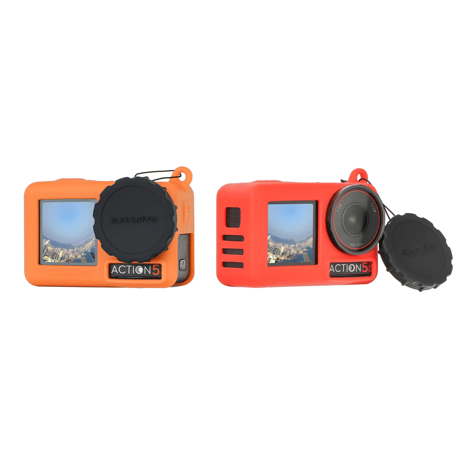 

for DJI OSMO ACTION 5 PRO Silicone Protective Case with Lanyard 5Pro Lens Cover Sport Camera Accessories Red Orange Black