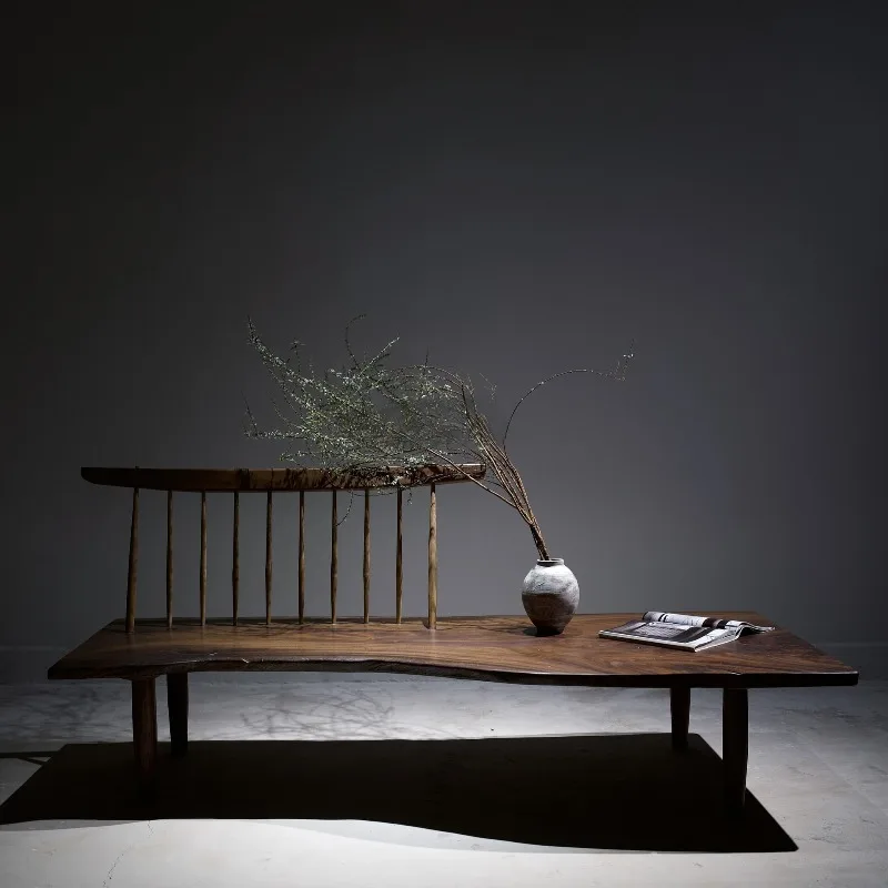 Outdoor ancient wood single-board bench Nakajima, solid wood old wood simple Japanese-style fragrant nanmu