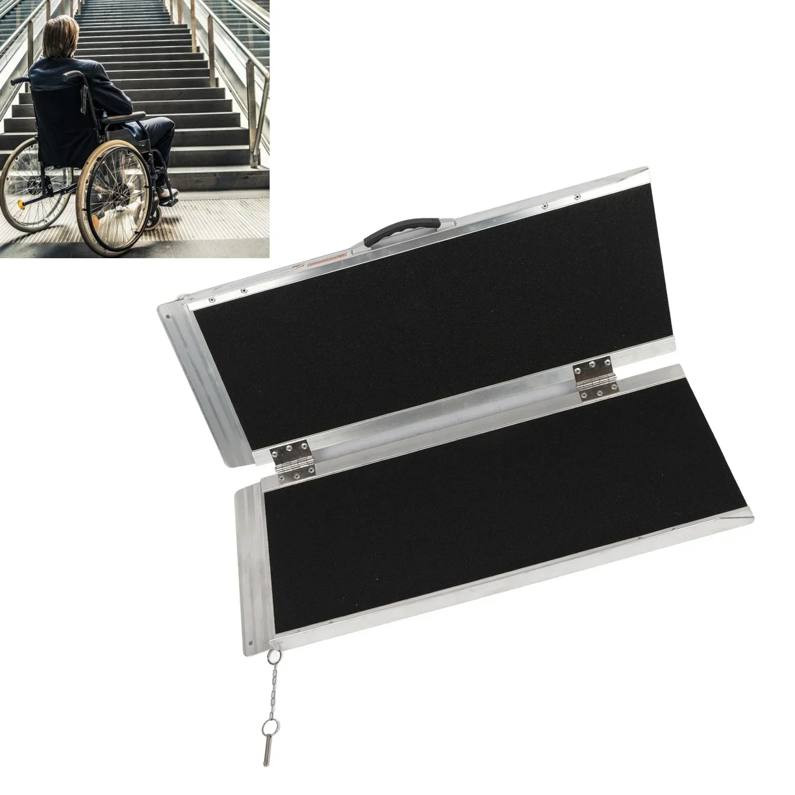 Aluminum Alloy Folding Wheelchair Ramp Portable Non Slip Wheelchair Ramp with Handle