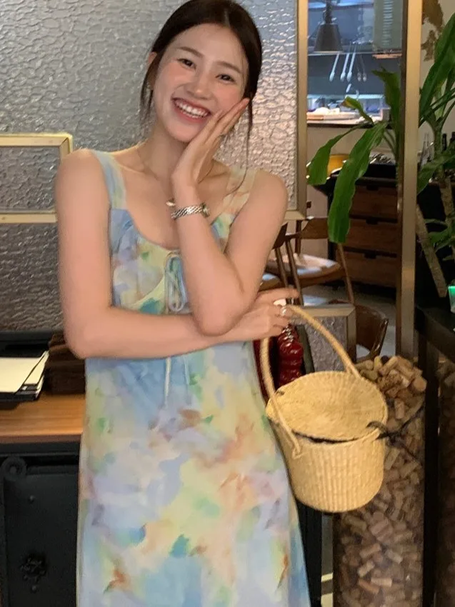 

Chic Monet's Garden Floral Print ter Tea Break Dr Slimming Fairy Vaion Sle Summer Women's Svel Maxi Dr