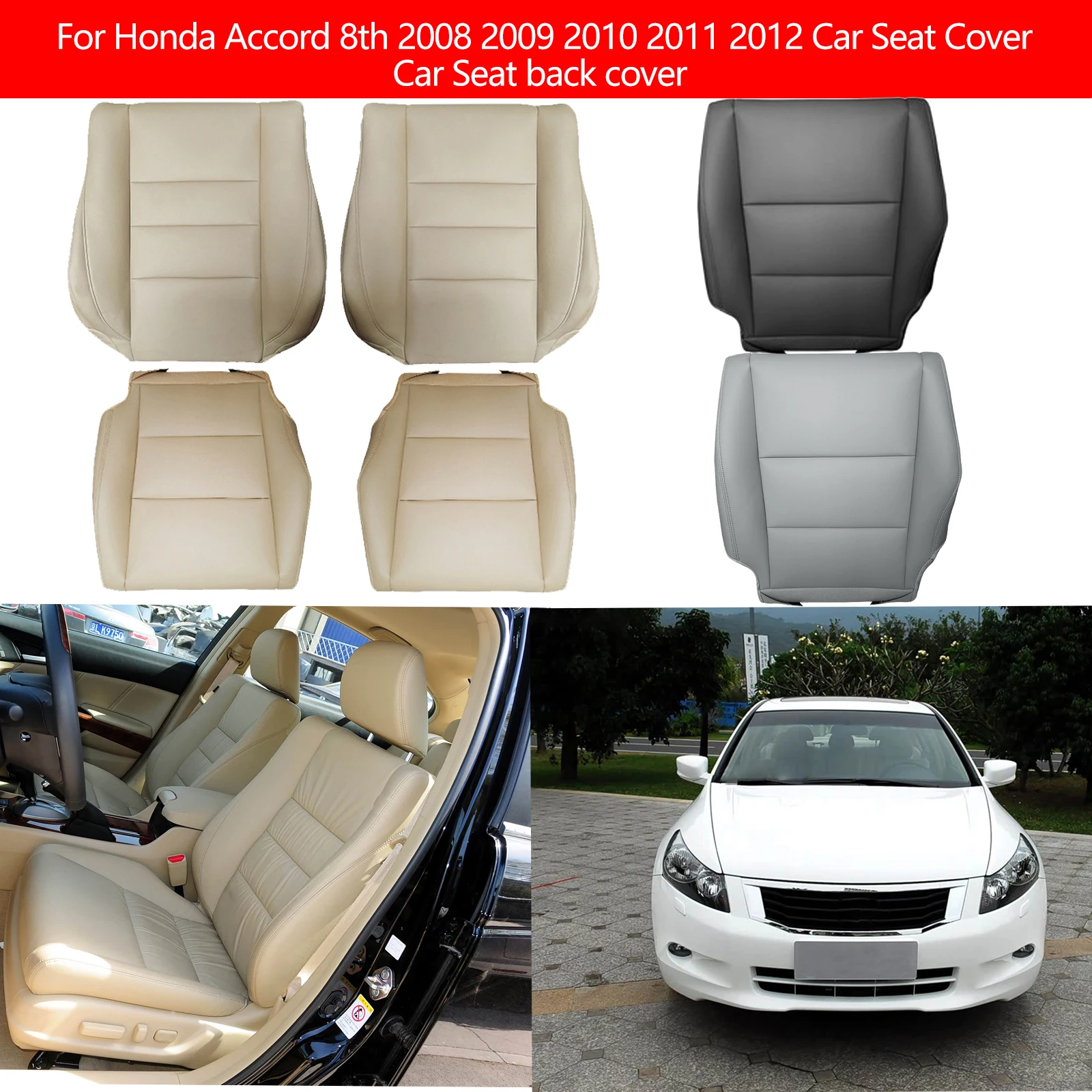 For Honda Accord 8th 2008 2009 2010 2011 2012 Car Seat Cover Custom Front Seat Left-hand Drive Bottom Seat Cover Backrest Cover