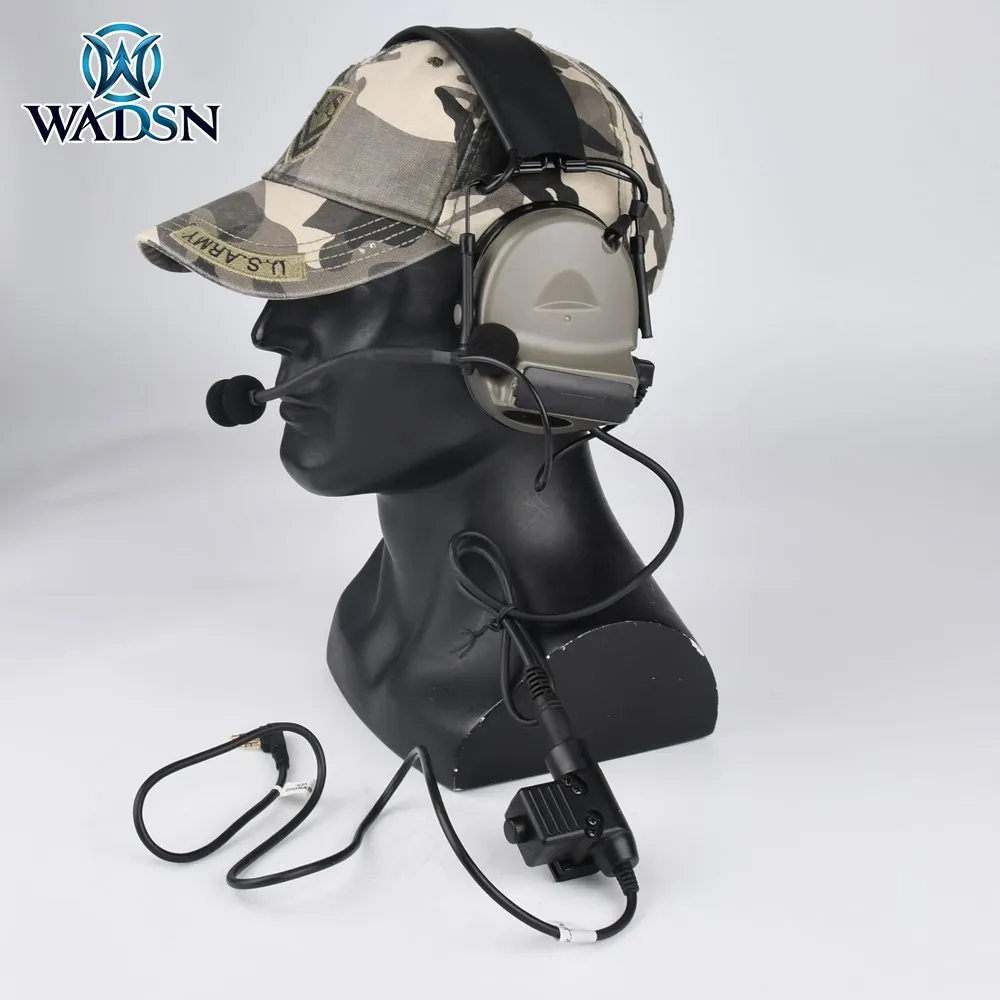 Imagem -02 - Wadsn-noise Reduction Hunting Headconjunto Comta ii Microfone com U94 Ptt Apto para Fones de Ouvido Baofeng Radio Softair c2