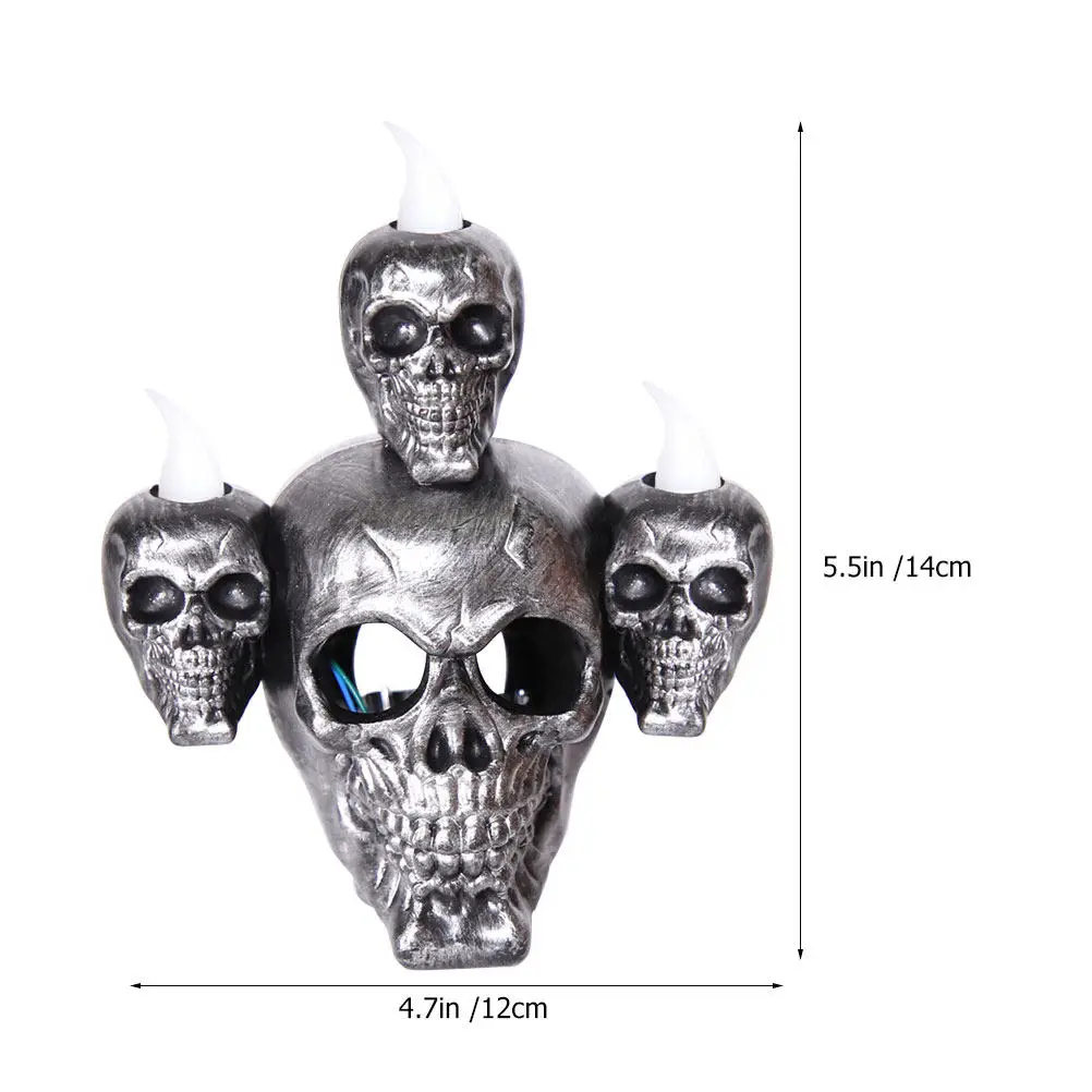 1-4PCS Flameless LED Skull Candle Resin Decor Battery Operated with Smoky Sandalwood Scent for Haunted House Halloween Gift view 6