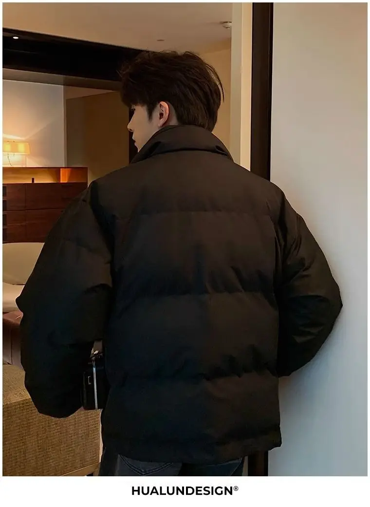 New Fake Two Piece Warm Coats Men Winter Loose Cotton-padded Jackets Men's 2026 Solid Color Pockets Overcoats C919