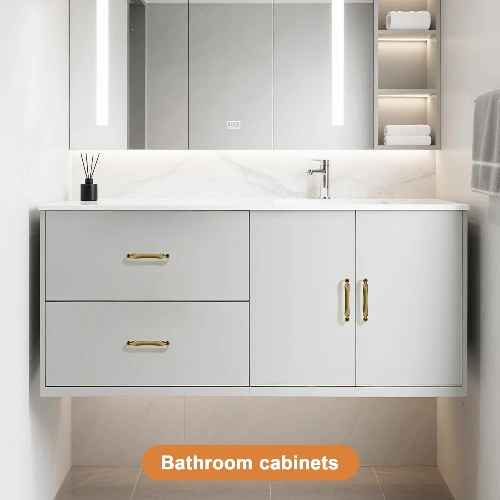 مقابض خزانة من سبائك الزنك والبرونز الشامبانيا مقاس 5 بوصة، ومراكز ثقب 128 مم، وأدراج خزانة المطبخ