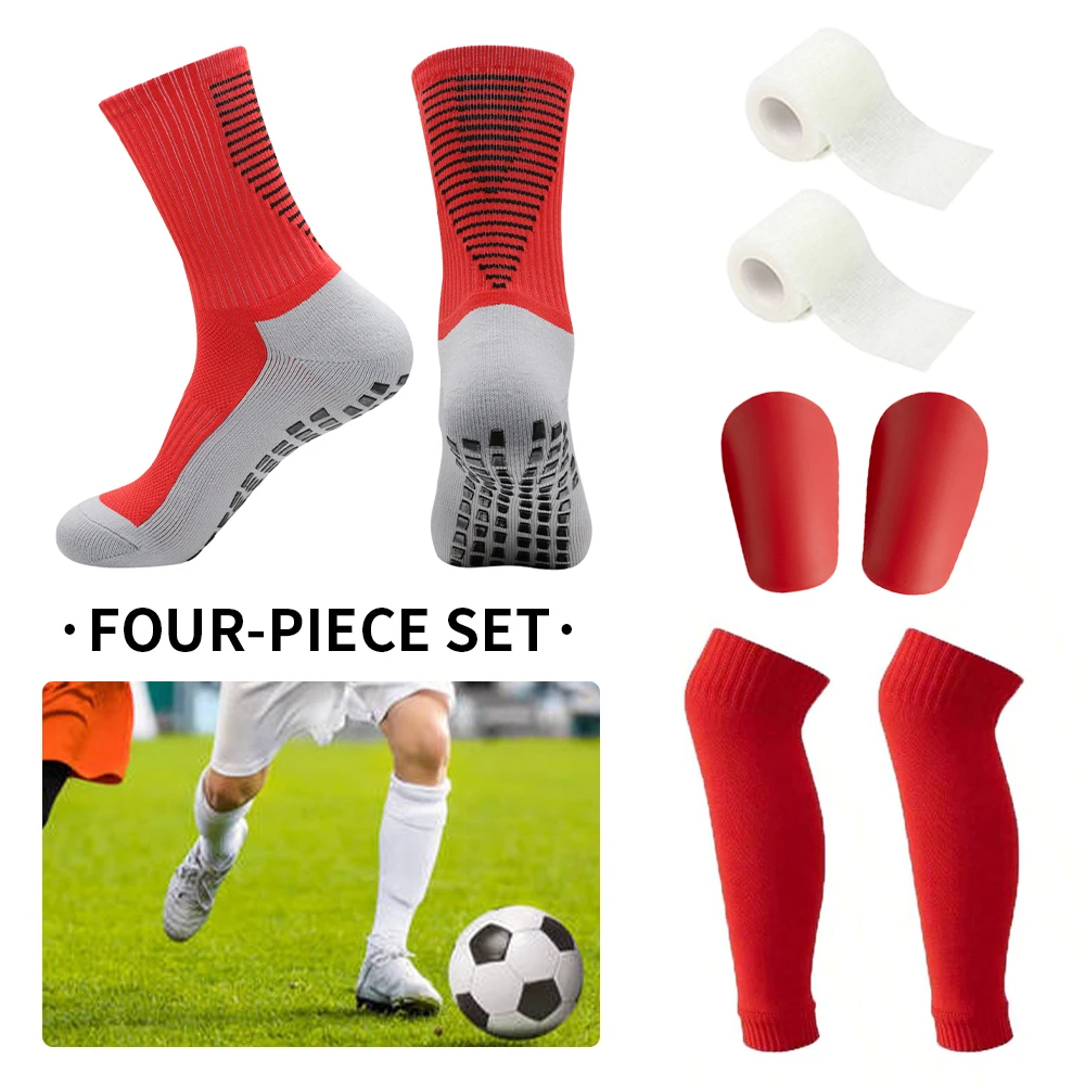 

4PCS Mens Womens Heel Shield Pattern soccer Socks Sports Square Silicone Non-Slip Football Socks calcetines antideslizante