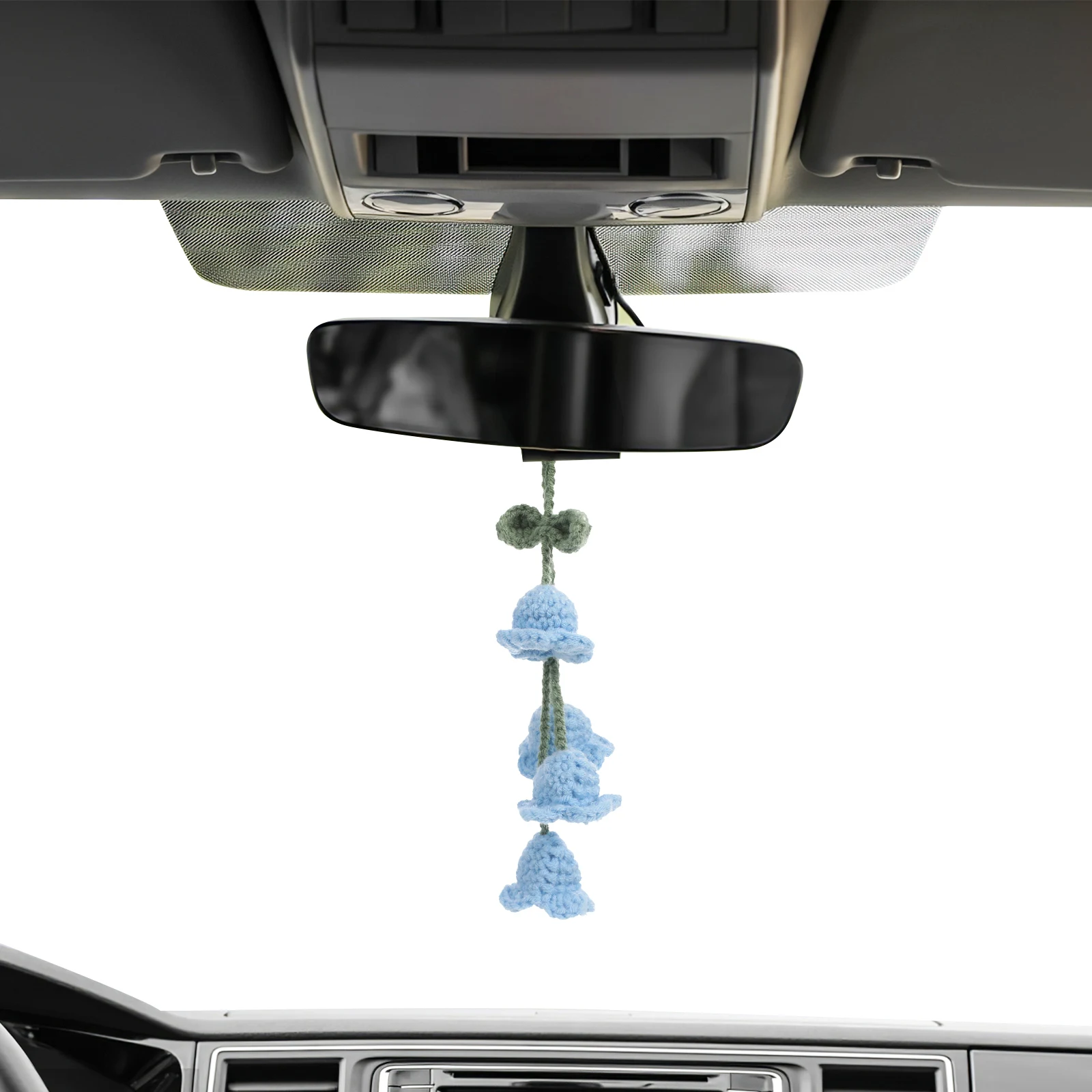 

Crochet Bellflower Car Hanging Decor Blue Flower made Cotton Thread Accessories For Car Home Party DIY Crafts