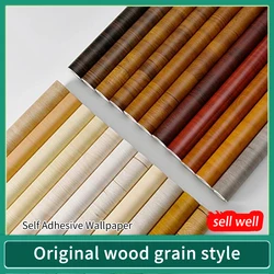 Waterproof Wood Vinyl Wallpaper Self Adhesive Wall Paper Doors Cabinet Desktop Modern Furniture Decorative Wallpaper