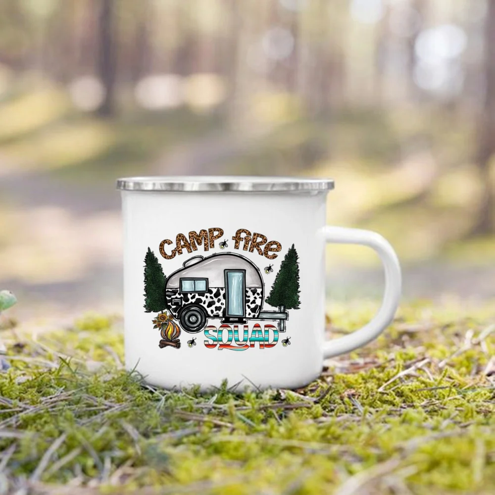 Sometimes Nature Is All You Need Print Enamel Mugs Camping Coffee Handle Cup Nature Hiking Water Tea Mug Holiday Travel Gift Cup