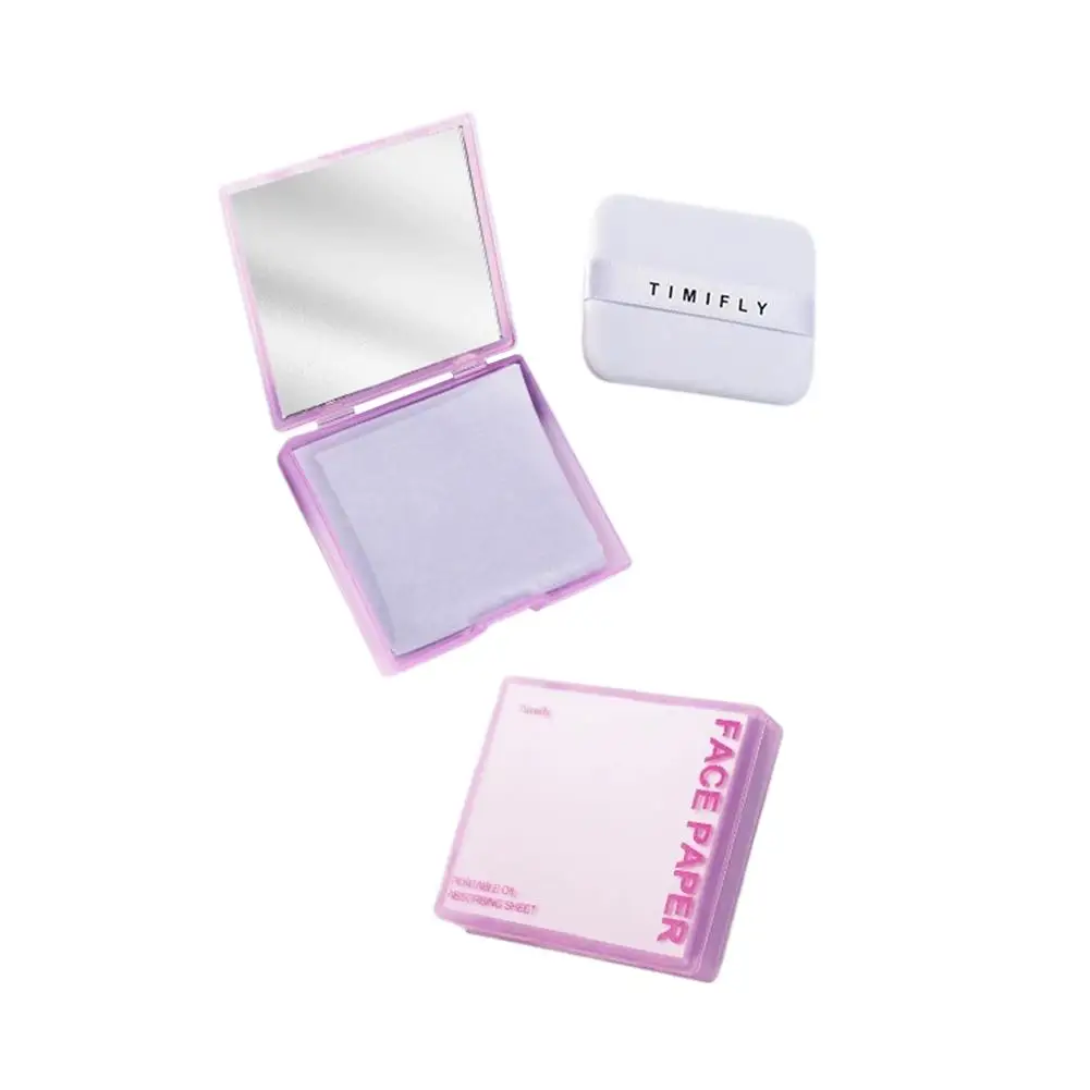 100 pièces papier absorbant l'huile Portable avec étui miroir femmes soins du visage beauté papier b
