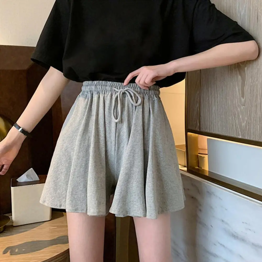 

Summer Shorts Skirts Women Elastic High Waist Casual Wide Pipes Short Pants Korean One Line Loose Mini Skirt Black Short Pants