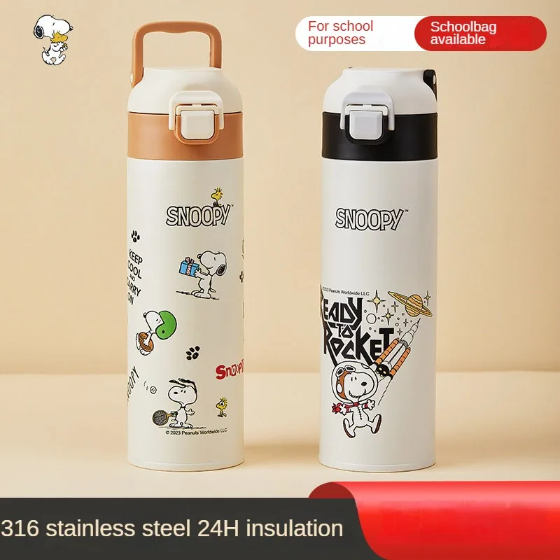 

Snoopy Children Insulated Cup Food Grade 316 Student Water Cup Straight Drinking Cup Kindergarten Kettle Large Capacity Kawaii