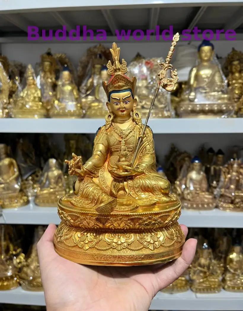 

22cm large Exclusive COPPER Guru Rinpoche Padmasambhava Tibet Buddhism Buddha statue HOME Altar worship Effective protection