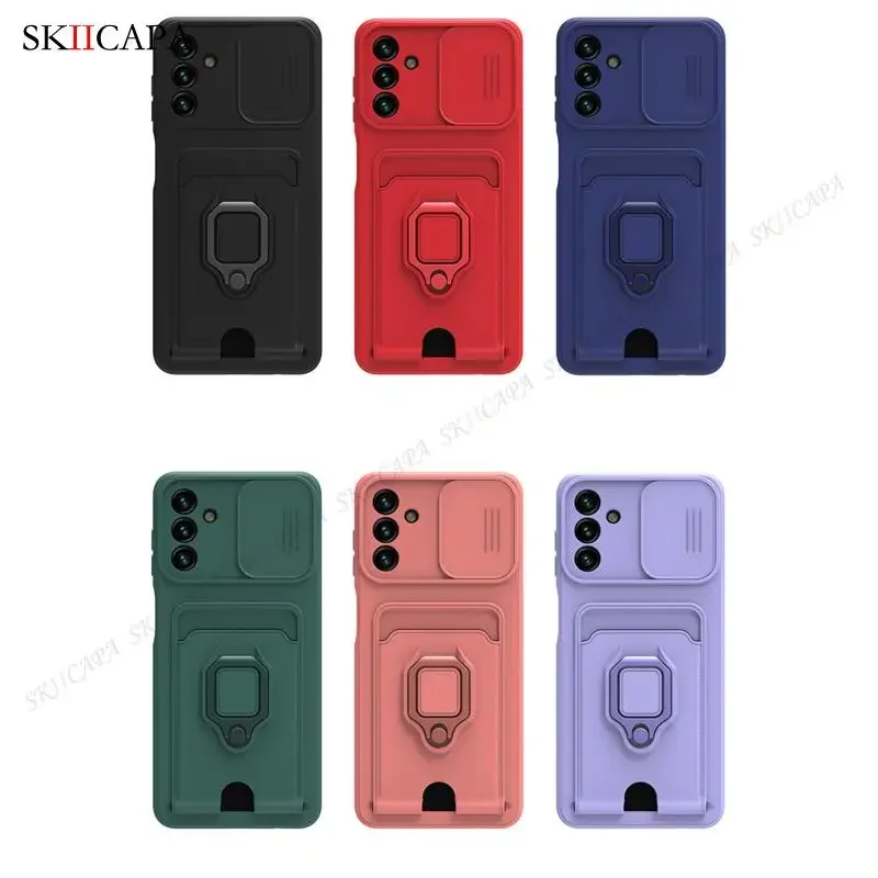 Custodia per Slot per schede con obiettivo scorrevole per Samsung A15 A25 A35 A55 A05 A05S A24 A34 A54 A14 A13 5G A32 custodia in Silicone per