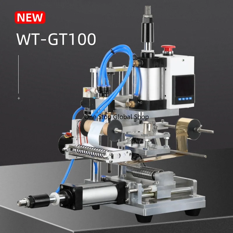 Pneumatic Cylinder Hot Stamping Machine LOGO Hot Foil Stamping Wooden Round Rod Pencil Holder Stationery Spherical Curved Surfac