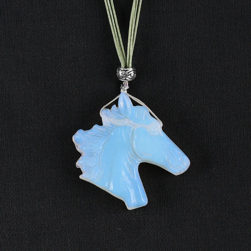 

Opalite Quality Carved Horse Head Beads Jewellery Making DIY Necklace Beading Accessories 38x41x10mm-27g