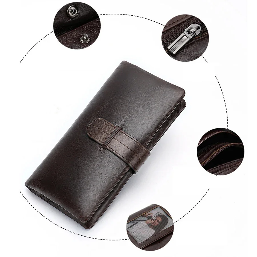 New Style RFID Leather Long Purse Cowhide Men Woman Wallet Luxury Designer s For Coins Phone Clip