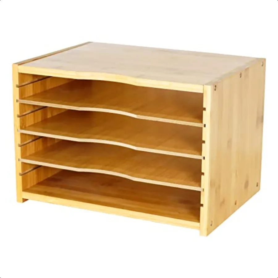 Organizzatore di file con 3 fogli regolabili Vassoio per documenti in bambù Selezionatore di file di carta per desktop, ufficio, casa, studio, workstation