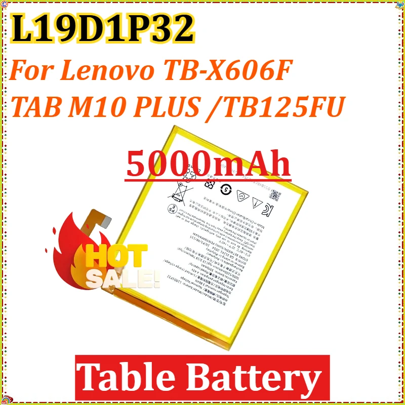 

For Lenovo TB-X606F/TAB M10 PLUS /TB125FU Newly Upgraded High-Capacity New L19D1P32 5000mAh Replacement Table Battery