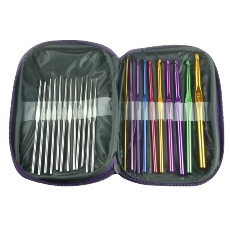 

Crochet Hook knitting needle Sweater Aluminum Alloy Metal Steel Crochet Hook suit 22pcs Set Weaving tools