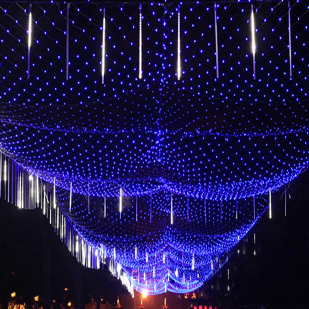 LED Net Curtain Light 110V 220V Fairy Lights Outdoor String Christmas Garlands Xmas Party Garden Wedding Decoration 3X2M 6X4M