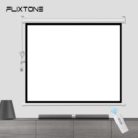 Flixtone электрический матовый белый проекционный экран 72/84/100/120 дюймов 16:9