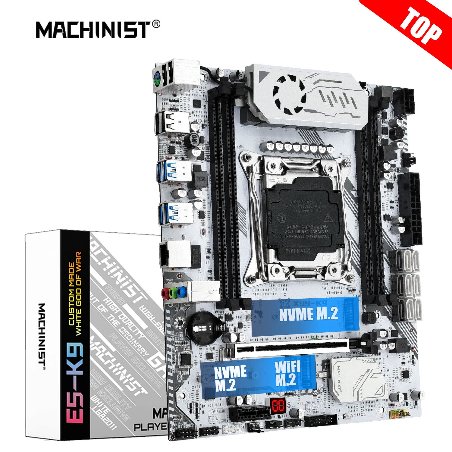 MACHINIST K9 X99 Motherboard LGA 2011-3 Support Xeon E5 2640 2666 2667 2670 V3 V4 CPU Processor DDR4 RECC NON-ECC Memory NVME