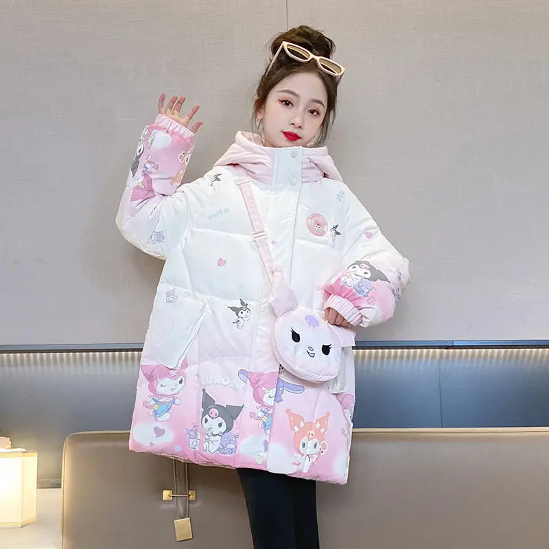 Hot Girl Thickening Cotton Sanrio Kuromi Hello Kitty Kawaii Winter Clothes Keep Out The Cold Cartoon Gift New Pattern Fashion