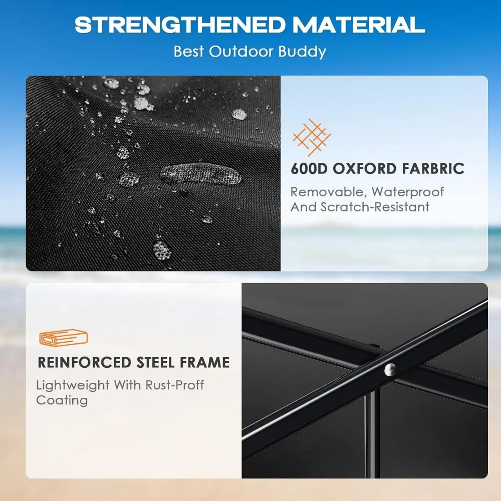 Robuuste opvouwbare wagen met grote wielen, opvouwbaar voor strandkamperen buitengebruik zwart