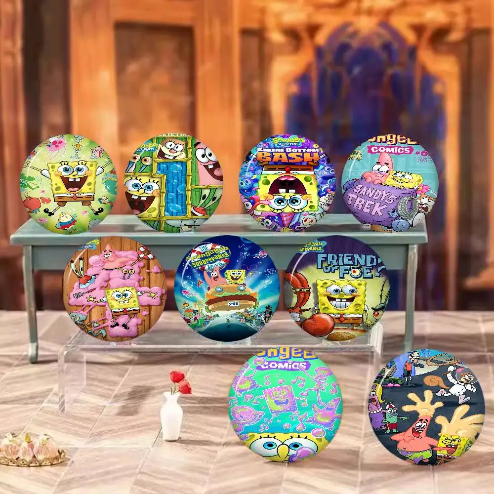 S-Spongebobs Soft Button Pin Bright Printed Icon Gift For Friends Badge Collar Brooch Lapel Pin Metal