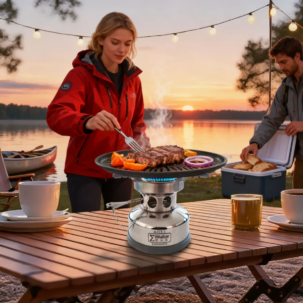 IWALKER AG53 Benzinkocher, tragbarer Mini-Campingkocher aus Edelstahl mit hoher Leistung und geräuschlosem Brenner, Outdoor-Reisen und Picknicks – Detail 23