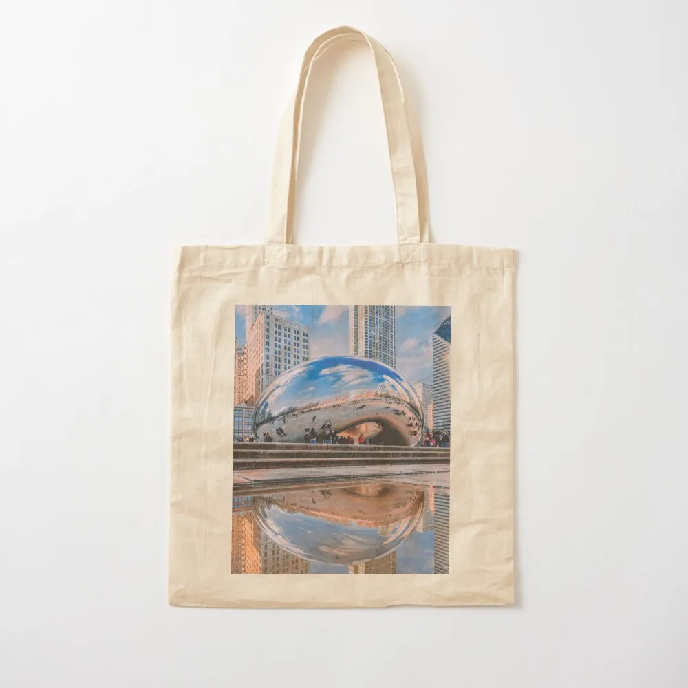 Chicago bean Tote Bag eco pack eco bag folding bags woman 2025 Canvas Tote Bag