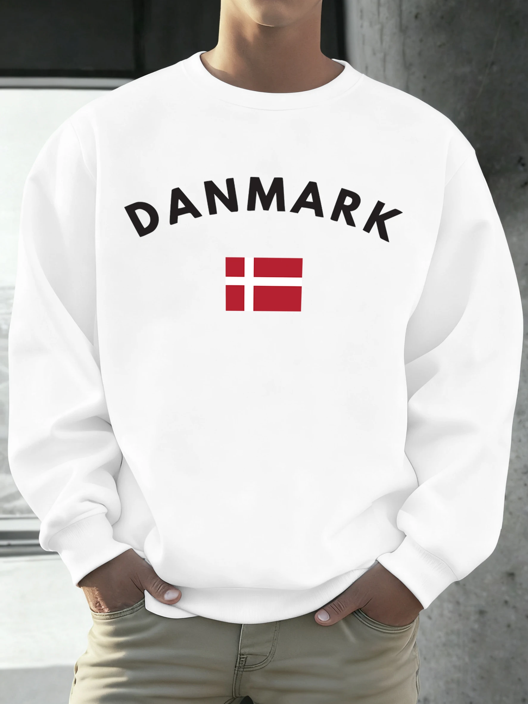 Dänemark Flagge Drucke Männer Sport Weiche Sweatshirt Oansatz All-Match Pullover Herbst Farbe Kleidung Fleece Bequeme Unisex Langarm
